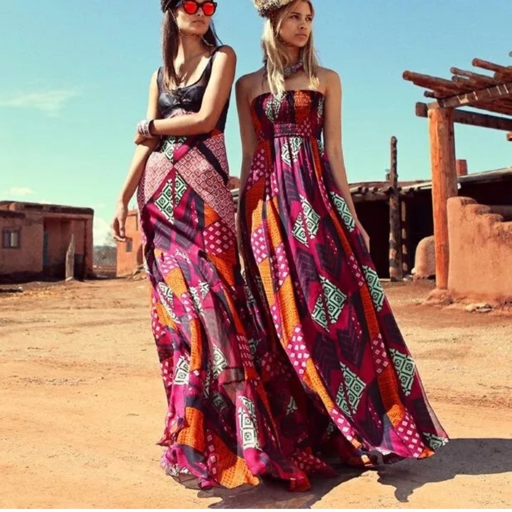 Diane Von Furstenberg DVF Tribal Print Silk Maxi Dress | Size 4 | 100% Silk - Picture 3 of 17